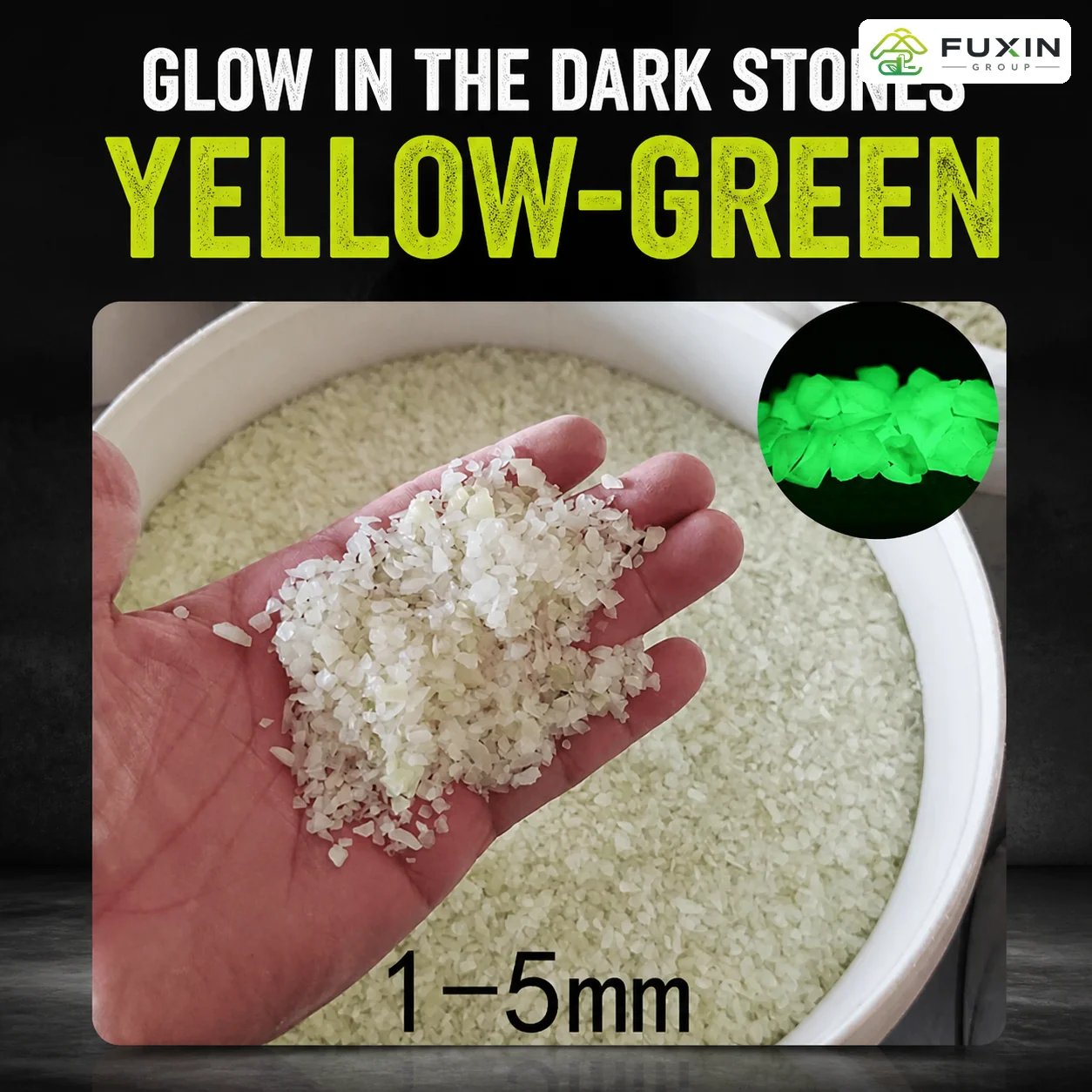 Yellow-Green Photoluminescent Aggregate 1–5mm for Outdoor Paving