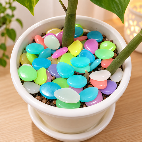 Colorful Glow in the Dark Stones for Plant Pots, Gardens and DIY Decor