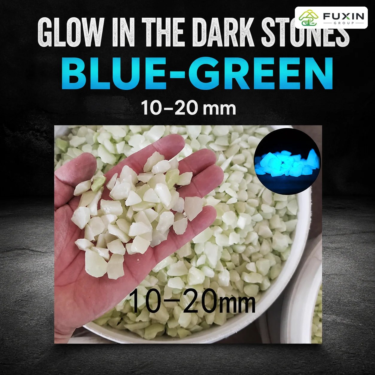 Blue-Green Photoluminescent Aggregate 10–20mm for Landscaping