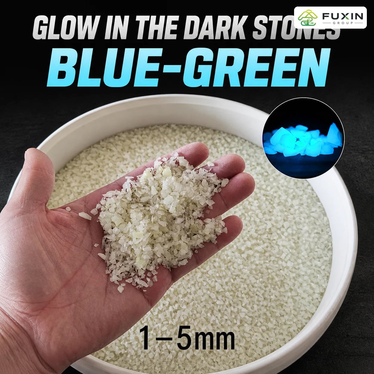 Blue-Green Photoluminescent Aggregate 1–5mm for Pavement