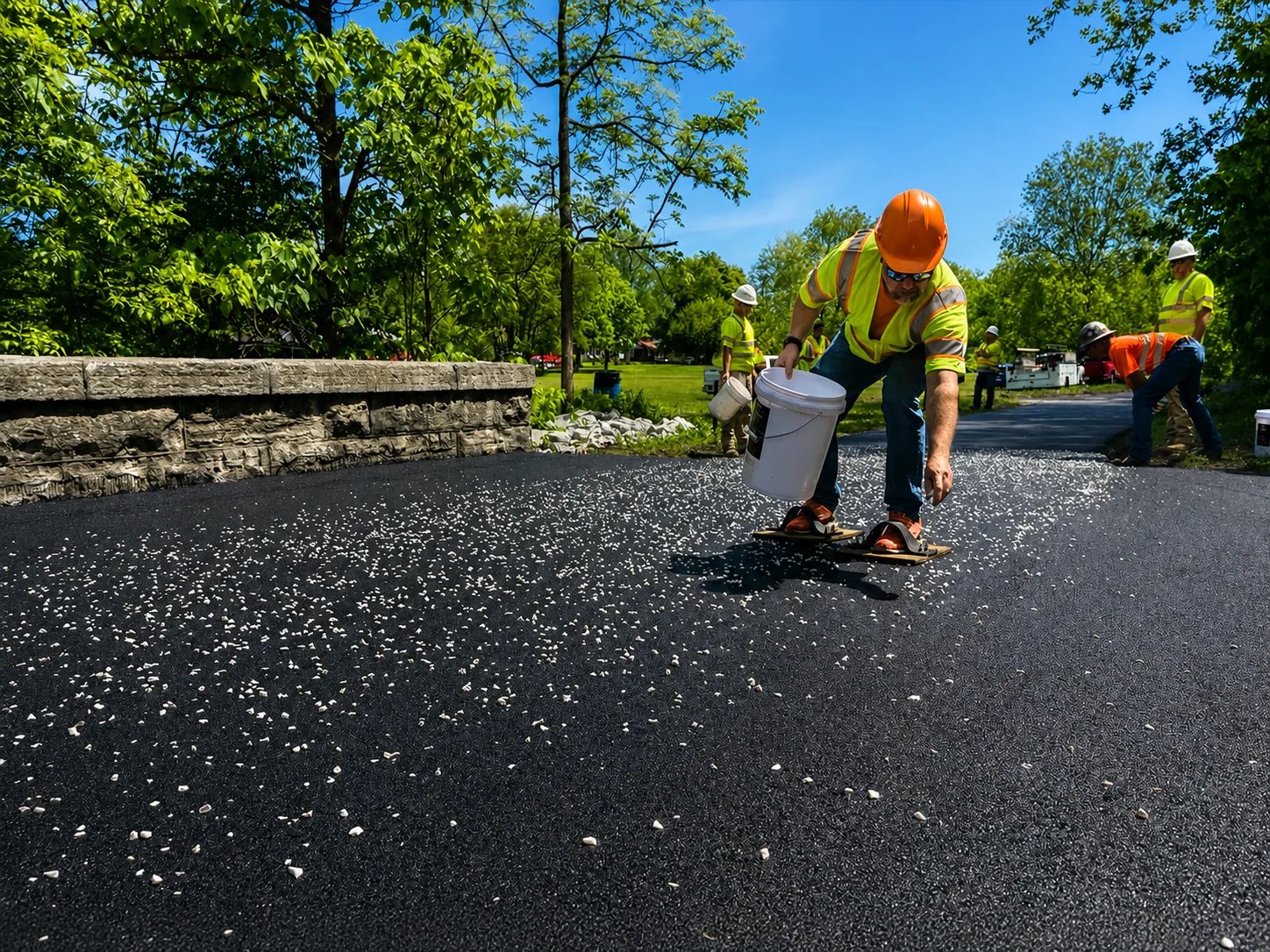 Photoluminescent Aggregate Installation Methods: Surface Seeding, Mixing and Resin Systems