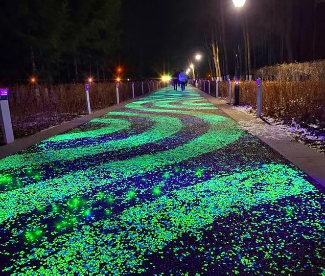 Yellow-green photoluminescent aggregate glowing after dark
