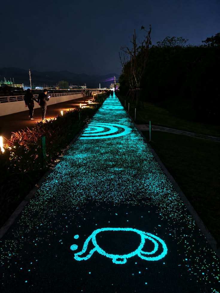 Glow-in-the-Dark Pathway with Luminous Stones ✨