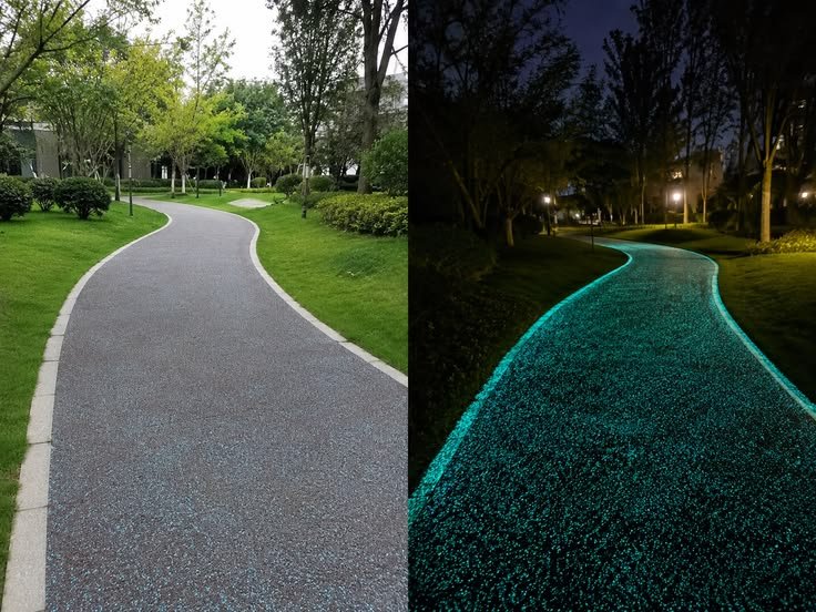 Before & After: Glow Stone Garden Path at Night