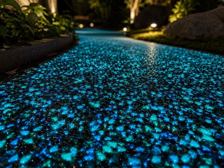 Resin Glow Stone Pathway | Blue Luminous Walkway