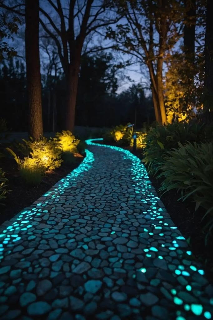 Glow Stone Garden Path | Luminous Walkway at Night