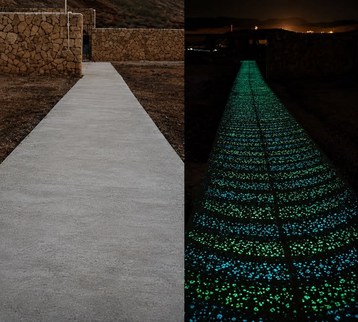 Normal Road vs Glow-in-the-Dark Road