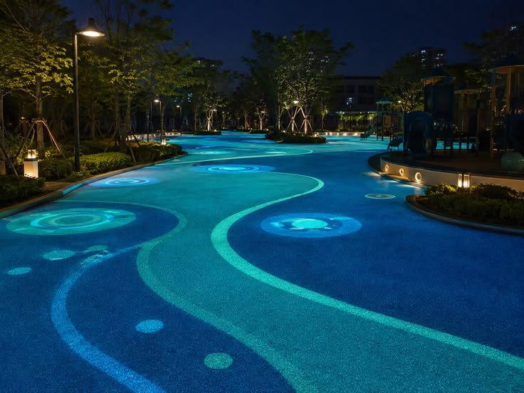 Cold-Mix Glow-in-the-Dark Pavement Coating for Parks