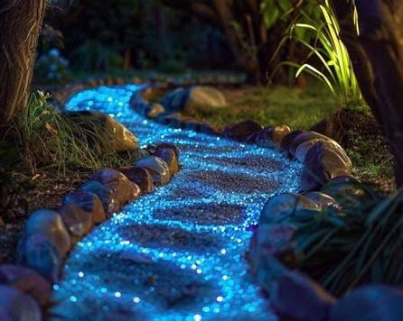 Glow-in-the-Dark Garden Path with Blue Glow Stones ✨
