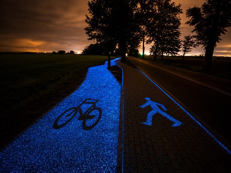 Glow-in-the-Dark Bike Path | Luminous Pathway for Night Safety