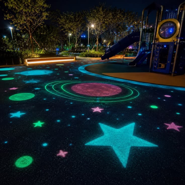 Glow-in-the-Dark Paint for Creative Playground Pavement