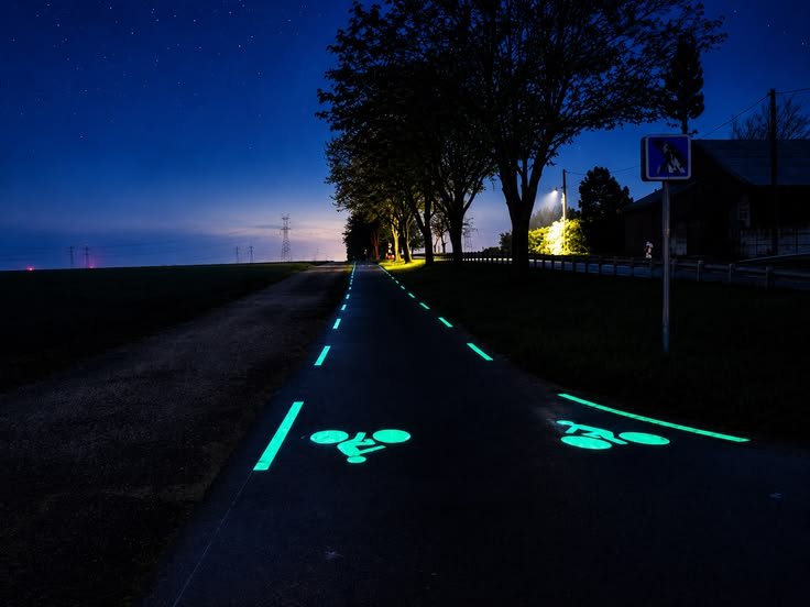 Glow-in-the-Dark Bike Path for Safer Night Riding